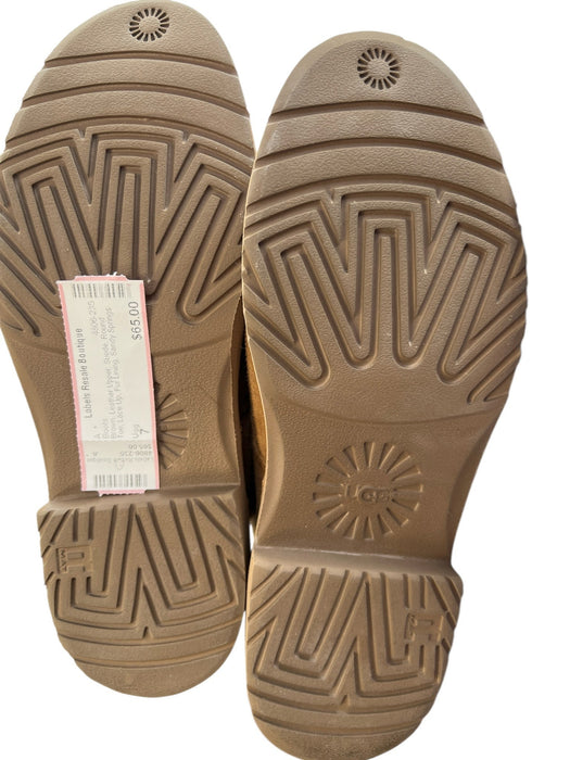 Ugg Shoe Size 7 Brown Leather Upper Suede Round Toe Lace Up Fur Lining Boots Brown / 7