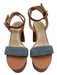 Vince Camuto Shoe Size 9 Tan & Blue Cotton Denim Leather Braided Platform Shoes Tan & blue / 9