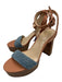 Vince Camuto Shoe Size 9 Tan & Blue Cotton Denim Leather Braided Platform Shoes Tan & blue / 9