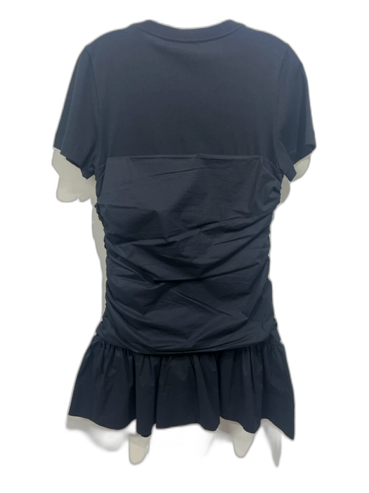Tanya Taylor Size M Black Cotton Short Sleeve Ruched Knot Detail Dress Black / M