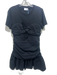 Tanya Taylor Size M Black Cotton Short Sleeve Ruched Knot Detail Dress Black / M