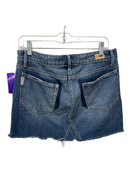 Paige Size 27 Medium Wash Denim Cotton 5 Pocket Zip & Button Raw Hem Mini Skirt Medium Wash Denim / 27