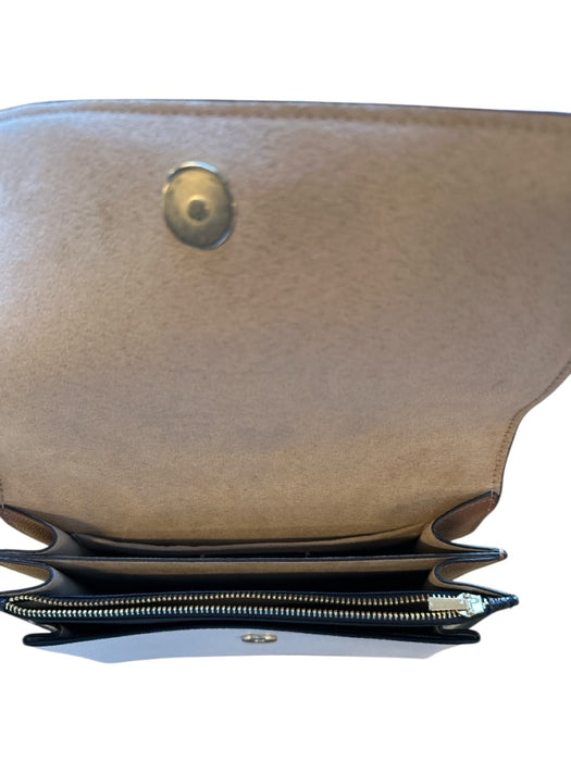 Coach White, Black & Brown Leather Color Block Gold Hardware Snap Closure Purse White, Black & Brown / Small
