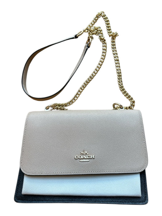 Coach White, Black & Brown Leather Color Block Gold Hardware Snap Closure Purse White, Black & Brown / Small