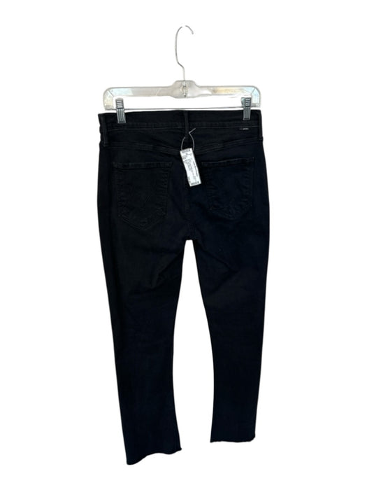 Mother Size 27 Black Cotton Blend Raw Hem Button Fly High Waist Jeans Black / 27