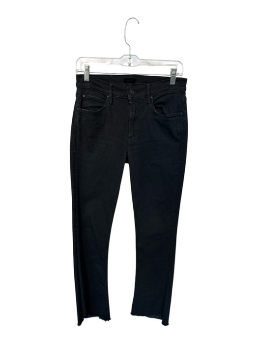 Mother Size 27 Black Cotton Blend Raw Hem Button Fly High Waist Jeans Black / 27
