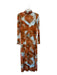 Marie Oliver Size S Orange & Blue Viscose Blend Turtle Neck Water Color Dress Orange & Blue / S
