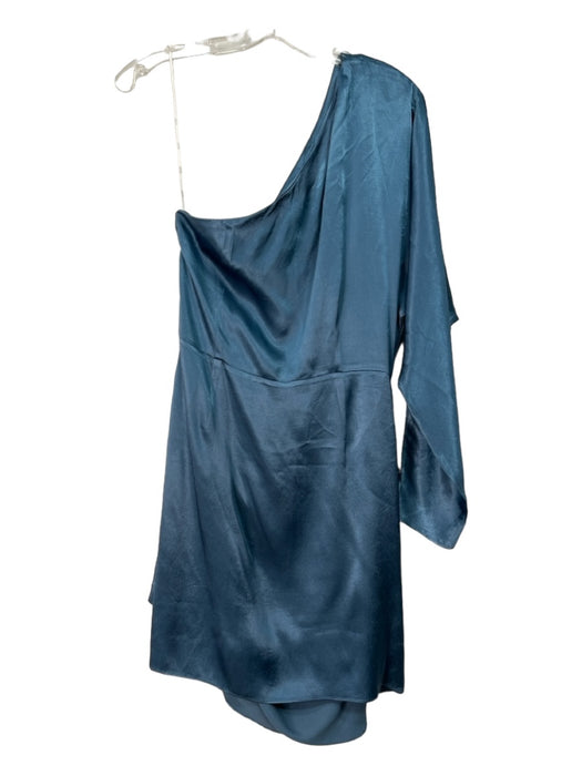 Elliatt Size M Blue Viscose Side Zip Solid Tie Detail Shimmer Dress Blue / M