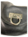 Ferragamo Black & Gold Leather Crossbody Zip Close Logo Patent Bag Black & Gold