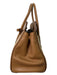 Prada Brown & Tan Leather & Canvas Solid Button clasp Studs hand bag Bag Brown & Tan