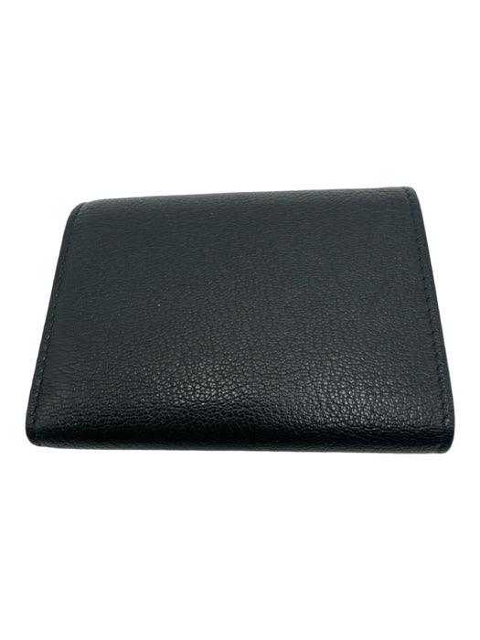 Burberry Black Leather Pebbled Tri fold Card holder Button Clasp Wallets Black