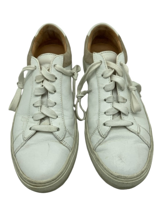 Koio Shoe Size 38 White & Taupe Leather Low Top lace up Sneakers White & Taupe / 38