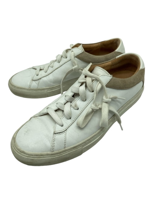 Koio Shoe Size 38 White & Taupe Leather Low Top lace up Sneakers White & Taupe / 38