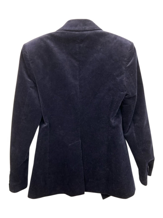 Theory Size 4 Navy Blue Cotton Blend Corduroy Shoulder Pads One Button Jacket Navy Blue / 4