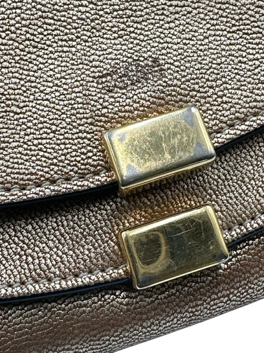 Chloe Bronze Gold Metallic Leather Snap Button Multi Layered Flap Wallets Bronze Gold Metallic