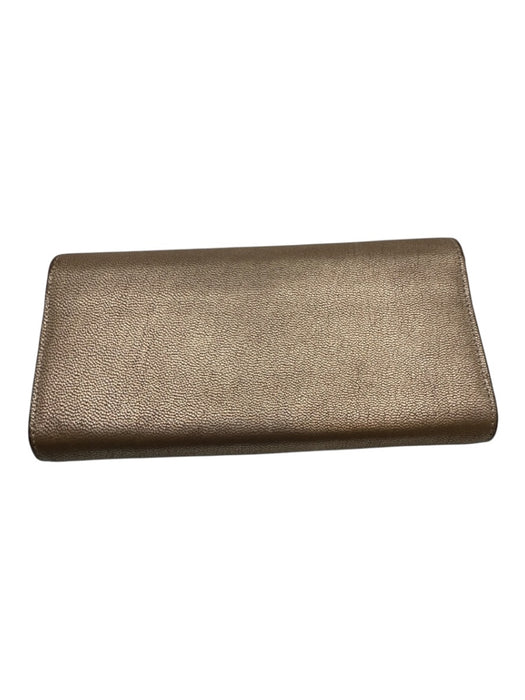 Chloe Bronze Gold Metallic Leather Snap Button Multi Layered Flap Wallets Bronze Gold Metallic
