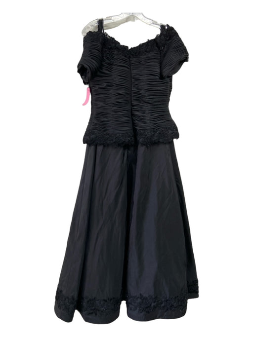 Jovani Size 16 Black Polyester Beaded Pintuck Floral Off Shoulder Gown Black / 16