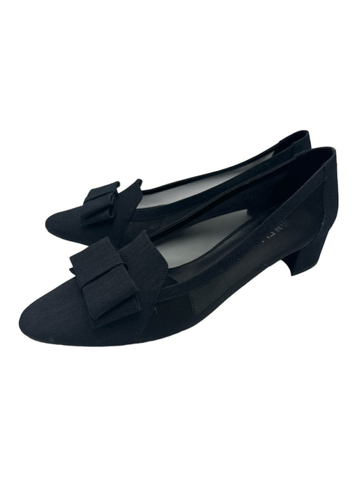 Vaneli Shoe Size 9.5 Black Fabric Bow Mesh Almond Toe Block Kitten heel Pumps Black / 9.5