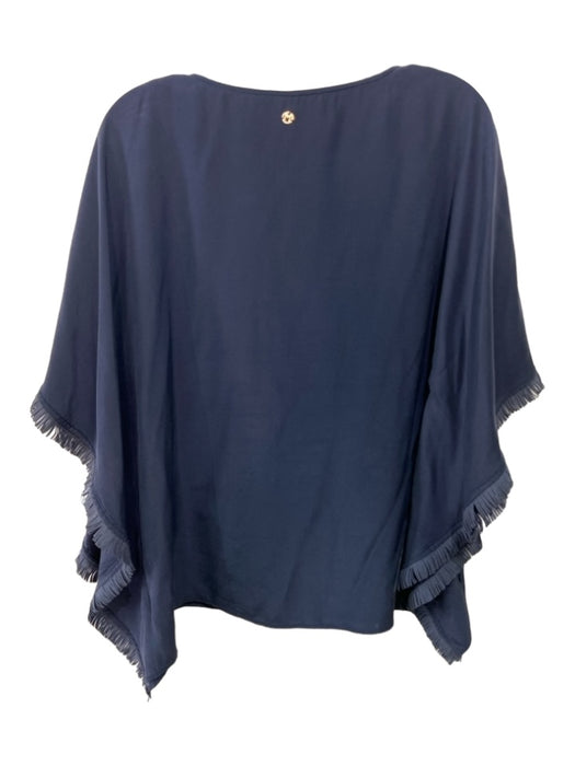 Marie Oliver Size S Navy Round Neck 1/2 Sleeve Fringe hem Top Navy / S