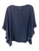 Marie Oliver Size S Navy Round Neck 1/2 Sleeve Fringe hem Top Navy / S