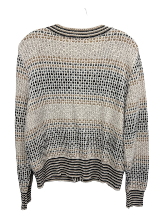 Aldo Martins Size L Beige, Blue, Black Wool Blend Striped Button Up Sweater Beige, Blue, Black / L