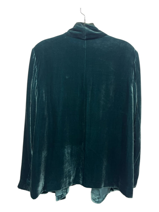 Eileen Fisher Size S Green Rayon & Silk Velvet Open Front Pockets Jacket Green / S