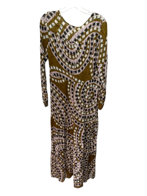 Marie Oliver Size XS Brown, Pink, Multi Silk & Viscose All Over Print Dress Brown, Pink, Multi / XS