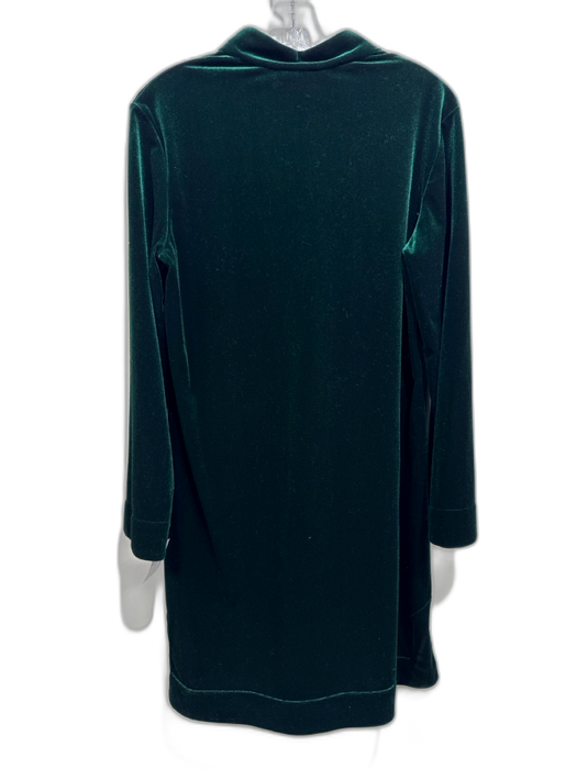 Jude Connally Size Large Dark Green Polyester Blend Velvet Stand Collar Dress Dark Green / Large