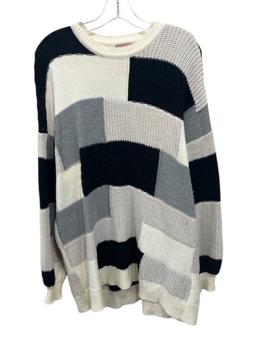 Show Me Your Mumu Size XS Cream, Black & Gray Cotton & Acrylic Knit Sweater Cream, Black & Gray / XS