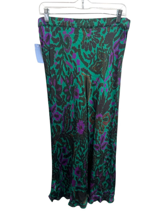 Velvet by Graham & Spencer Size L Green, Brown & Purple Viscose Midi Skirt Green, Brown & Purple / L