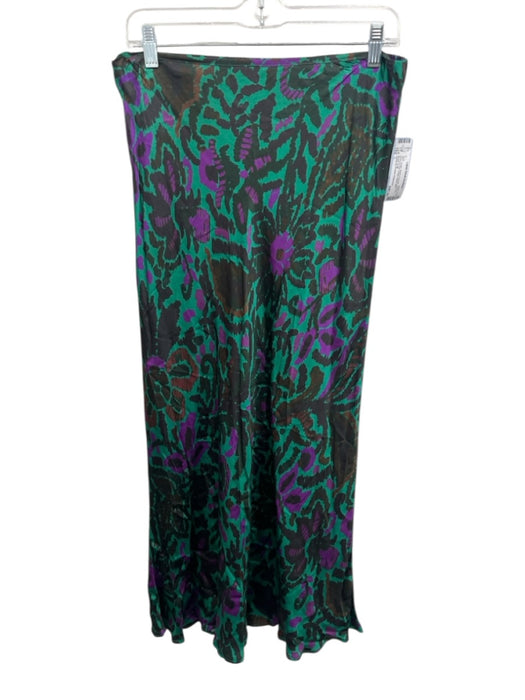 Velvet by Graham & Spencer Size L Green, Brown & Purple Viscose Midi Skirt Green, Brown & Purple / L