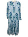 Oliphant Size M Blue, White & Green Cotton Floral Striped Long Sleeve Dress Blue, White & Green / M