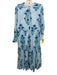 Oliphant Size M Blue, White & Green Cotton Floral Striped Long Sleeve Dress Blue, White & Green / M