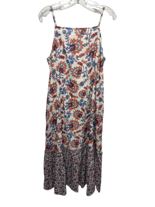 Double A Size M Cream, Orange & Blue Cotton Floral Paisley Spaghetti Strap Dress Cream, Orange & Blue / M