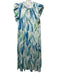 Elan Size L Green, Blue & White Cotton Abstract Print Sleeveless Tiered Dress Green, Blue & White / L