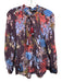 Tolani Size M Purple & Multi Cupro Floral Long Sleeve Tassel V Neck Top Purple & Multi / M