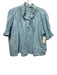 100% Lino Size Est S Light Blue Linen Button Up Short Puff Sleeve Maxi Skirt Set Light Blue / Est S