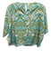 Elizabeth James the Label Size L Cream, Green & Blue Print Polyester Ikat Top Cream, Green & Blue Print / L