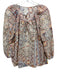 Johnny Was Jade Size S Cream & Multi Silk Open Lace Long Balloon Sleeve Top Cream & Multi / S