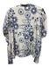 Marie Oliver Size 1 Cream & Blue Rayon & Silk Abstract Floral Long Sleeve Top Cream & Blue / 1