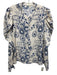 Marie Oliver Size 1 Cream & Blue Rayon & Silk Abstract Floral Long Sleeve Top Cream & Blue / 1