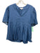 THML Size S Medium dark wash Cotton Chambray Short Sleeve V Neck Top Medium dark wash / S