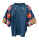 THML Size L Slate BLue & Multi Tencel Blend Floral Embroidered Textured Grid Top Slate BLue & Multi / L