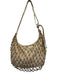 Hobo Beige & Gold Leather Diamond Pattern Net Overlay Zipper shoulder bag Bag Beige & Gold