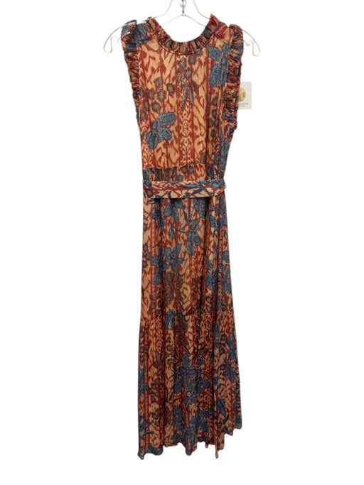 Marie Oliver Size M Orange, Blue, White Silk Blend Sleeveless Floral Dress Orange, Blue, White / M