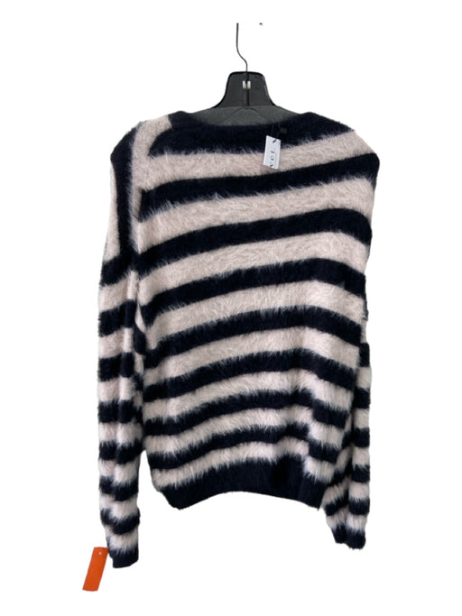 Velvet Size L Pink & Navy Nylon Eyelash Striped Pullover Sweater Pink & Navy / L