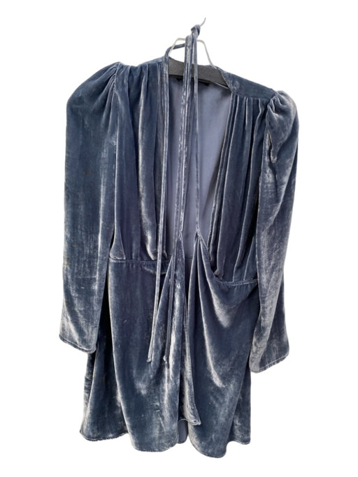 Reformation Size XS Sky Blue Rayon & Silk Long Sleeve V Neck Wrap Dress Sky Blue / XS
