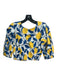 Maude Vivante Size XS White, Blue, Yellow Cotton 1/2 Sleeve Crop Top White, Blue, Yellow / XS