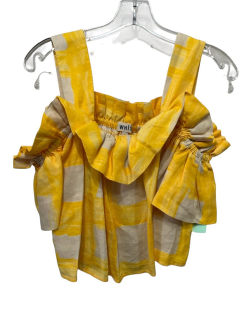 Whit Size P Yellow Linen Off Shoulder Printed Cropped Top Yellow / P