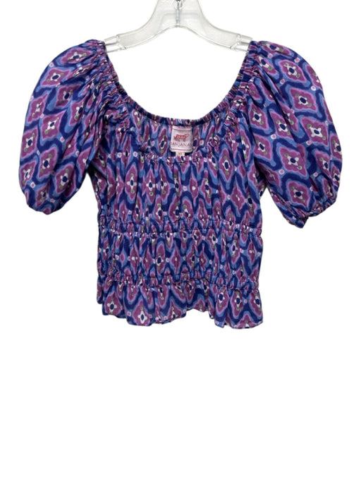 Banjanan Size XS Purple, Blue & Multi Cotton Printed Off Shoulder Top Purple, Blue & Multi / XS